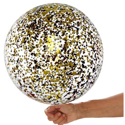 24" Black & Gold Confetti Balloon