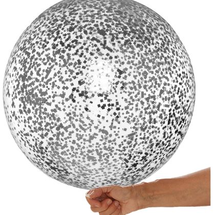 24" Silver Confetti Balloon