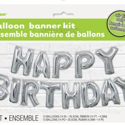 DIY Happy Birthday Silver Balloon Banner