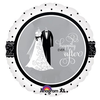 18" Happily Ever After Black & White