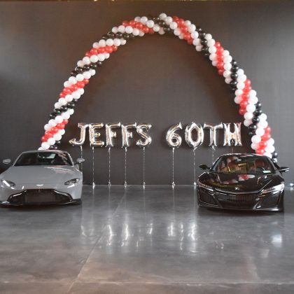 Jeffs 60th Balloon Archway And Letter Banner