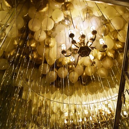 Loose Balloons With Gold Mylar Ribbon