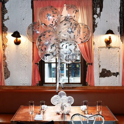 Silver Confetti Cluster Centerpiece