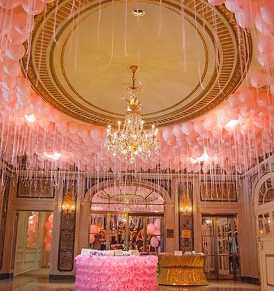 Balloon covered ceiling at the Plaza