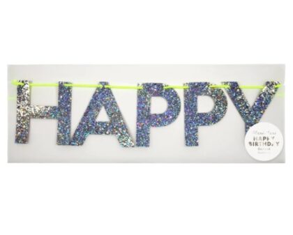 Silver Glitter Birthday Banner