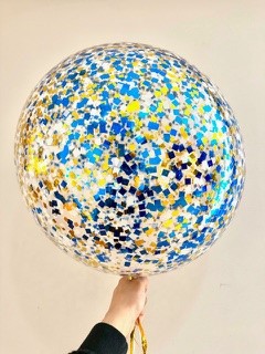 24" Royal/Gold/White Confetti