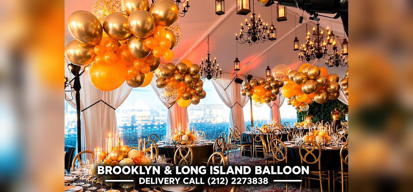 Luxury gold balloon decorations for an elegant New York City event by Balloon Saloon
